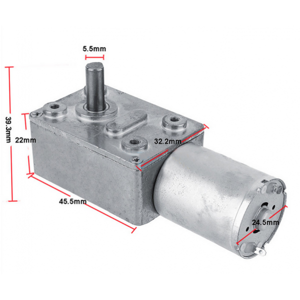 Motor 12V 2 RPM DC Worm Reversible High Torque 