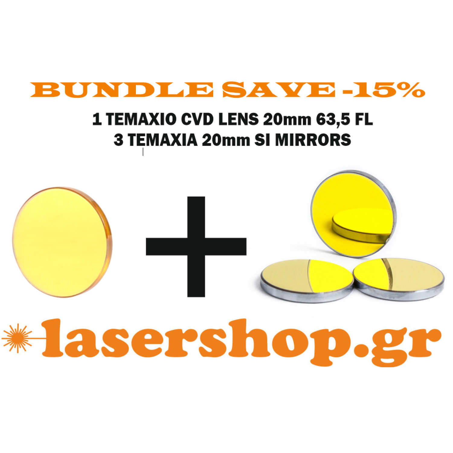 CVD LENS 20mm 63,5FL+3 PCS SI 20mm MIRROR BUNDLE